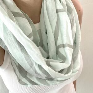 Mint Green and Grey Geometric Infinity Scarf